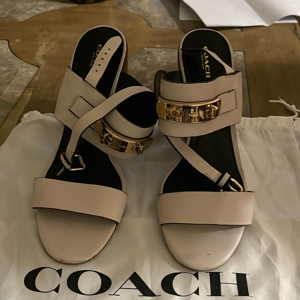 Coach Dennis leather sandals sling back
